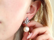 Vintage Cultured Pearl and Diamond Earrings in Lobe