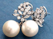 Pair of Vintage Cultured Pearl and Diamond Earrings