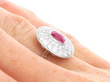 Burmese Ruby and Diamond Halo Ring