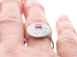 Wearing Burmese Ruby ring with Diamond on Hand