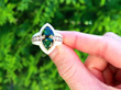 Enamel and Green Tourmaline Ring in Gold Outside