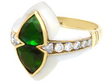 Enamel and Green Tourmaline Ring in Gold