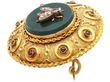 Yellow gold bloodstone ruby diamond brooch