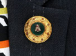 Antique Bloodstone Brooch in Yellow Gold wearing