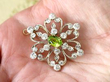 Victorian Peridot and Diamond Brooch in yellow gold