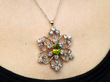 Victorian Peridot and Diamond pendant being worn