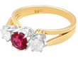 Vintage Ruby and Diamond Trilogy Ring in Yellow Gold