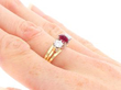 Vintage Ruby and Diamond Trilogy Ring on Hand