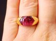 Bulgari Tronchetto Pink Tourmaline Ring on finger