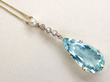 pear cut aquamarine pendant in gold