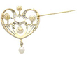 gold antique pearl and diamond heart pendant