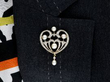 Heart Shaped Pearl and Diamond Pendant Brooch