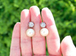 Cultured Pearl and Diamond Stud Earrings Outside