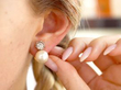 Cultured Pearl and Diamond Stud Earrings in Lobe