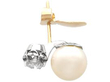 Side on Cultured Pearl and Diamond Stud Earrings