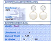 Cultured Pearl and Diamond Stud Earrings Grading Card