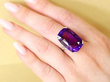 Cushion Cut Amethyst Ring on Hand