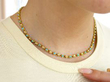 Gold Turquoise and Pearl Necklace being worn
