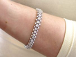 Antique Three Row Diamond Bracelet in White Gold on wrist