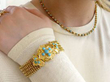Wearing Victorian Gold and Turquoise Bracelet