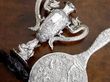 Chinese silver vase and hand mirror