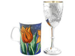 Victorian Silver Wine Goblet next to mug