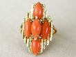 3 Carat Coral Ring in yellow Gold