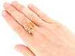3 Carat Coral Ring in Gold wearing
