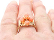 3 Carat Coral Ring in Gold being worn