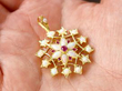 Opal and Ruby Floral Pendant brooch in Gold