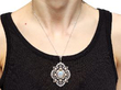 Antique Opal and Diamond Pendant with Pearls wearing