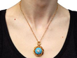 Victorian Gold Turquoise Pendant wearing