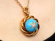 Victorian Gold Turquoise Pendant being worn