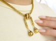 Antique Yellow Gold Rope Twist Necklace being worn