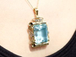 32 Carat Aquamarine Pendant in Yellow Gold being worn