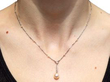 1920s Pearl Drop Necklace with Diamonds wearing