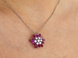 Floral Pear Cut Ruby Pendant wearing