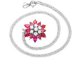 white gold Floral Pear Cut Ruby Pendant
