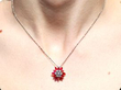 Floral Ruby Pendant wearing