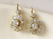 antique Diamond Cluster Drop Earrings in Yellow Gold