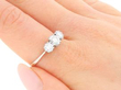 Wearing on Finger Palladium Diamond Trilogy Ring