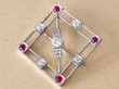 Art Deco 1920s Ruby and Diamond Set Brooch