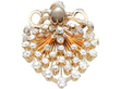 Victorian Natural Pearl and Diamond Brooch in yellow gold