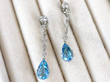 Antique aquamarine and diamond earrings in platinum