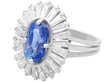 Vintage Sapphire Ballerina Ring with Diamonds in white gold