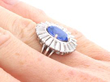 Vintage Sapphire Ballerina Ring with Diamonds on hand