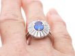 Vintage Sapphire and diamond Ballerina Ring on finger