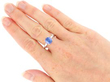 Blue Ceylon sapphire and platinum Engagement Ring wearing