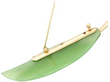 14K Yellow Gold Chrysoprase coral pearl Leaf Brooch open