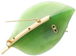 14K Yellow Gold Chrysoprase coral pearl Leaf Brooch reverse open